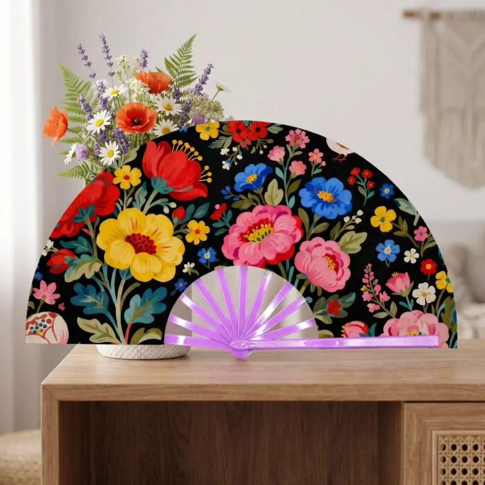 Decoration Cloth Shell Fan Chinese Style Home Ornaments Flower Folding Fan Spanish Colorful Collapsible Hand Fan Summer Season