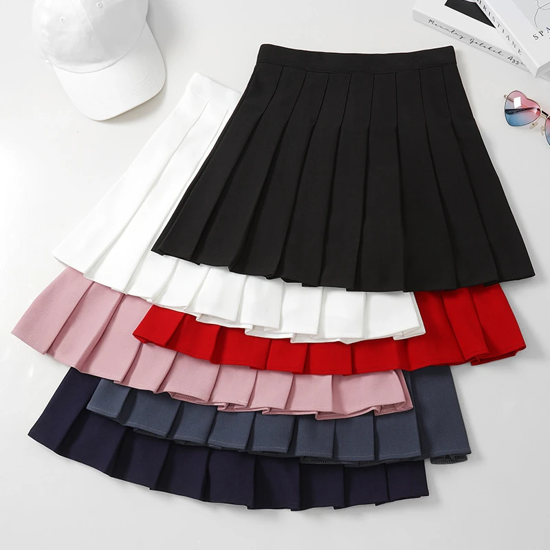 Women\'s Skirt Pleated Korean Style Summer Woman 2022 Fashion Clothing Pink Elastic High Waist Short White Mini Skirt For Girls