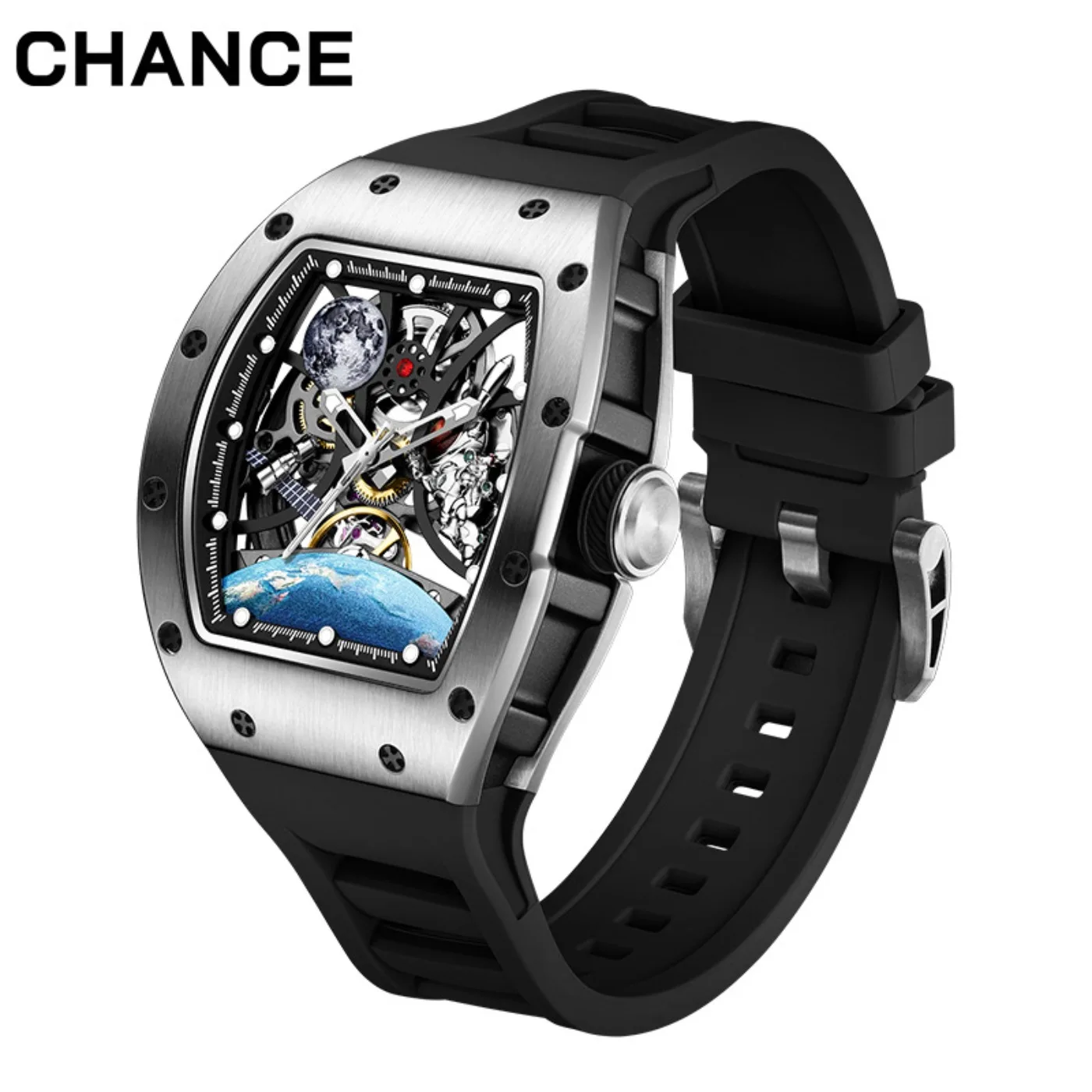 CHANCE Automatic Movement Mechanical Wrist Watches Men Hollow Design Waterproof Watch High Quality Automatic Watches 919014