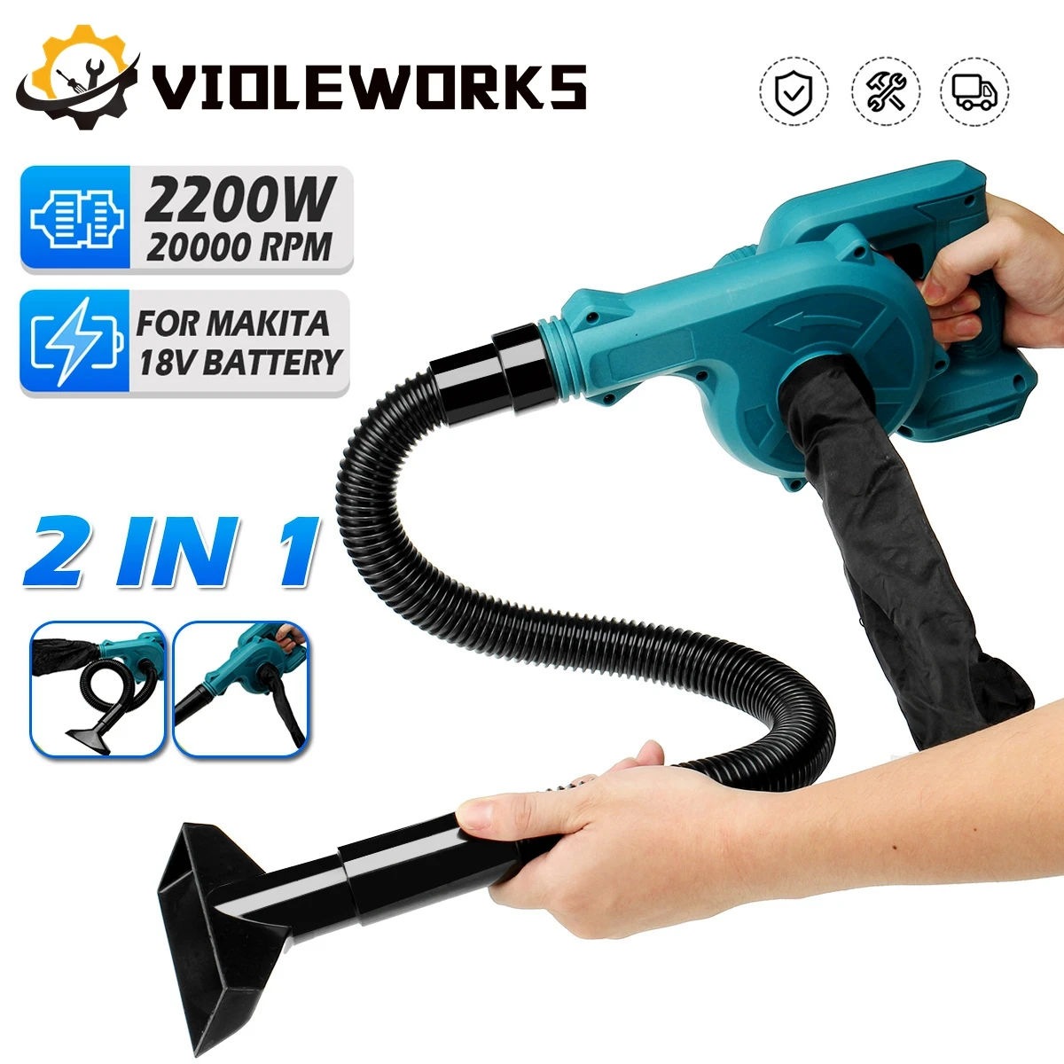 Ventilador de ar Elétrico sem Fio e Sucção Coletor de pó Portátil para Computador Ferramentas Elétricas para Makita Bateria 18v 2200w
