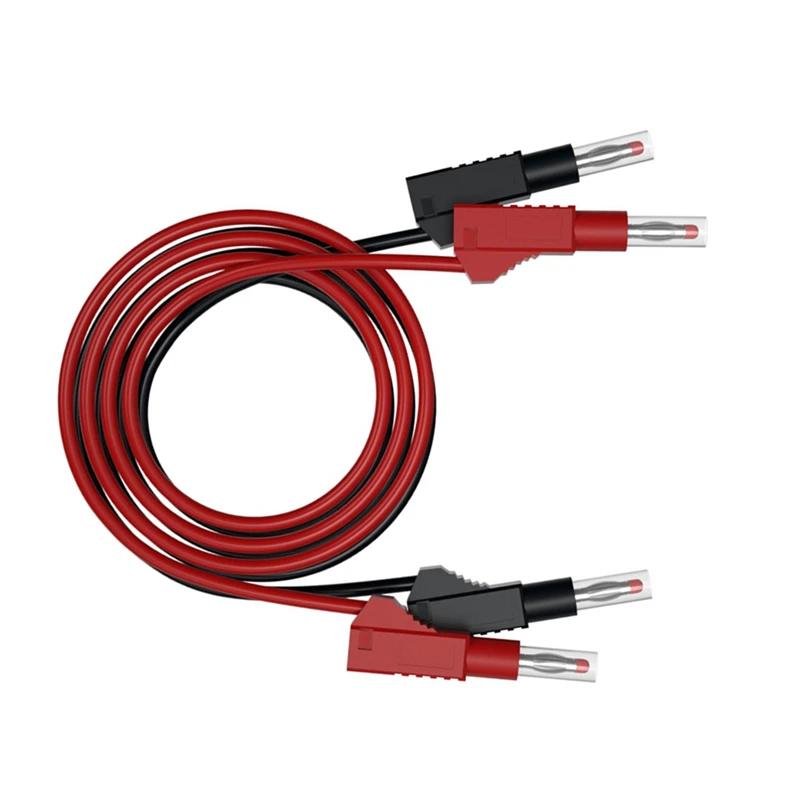 2Pcs Multi-Meter Test Leads Cable Jumper Wire Line Security 4Mm Banana Plug Retractable Test Tool Red Durable Black