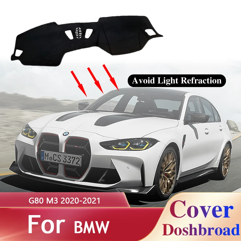 Dashboard Cover Dash Mat Carpet Dashmat for BMW G80 M3 2020-2021 Liner Sunshade Anti-dirty Anti-sun Sticker Pad Accessories.