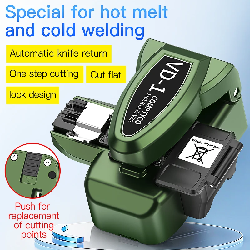 COMPTYCO VD-1 Fiber Optic Cleaver FTTH Tool One-step Fully Automatic High Precision Optical Fiber Fusion Splicer Cutting Knife