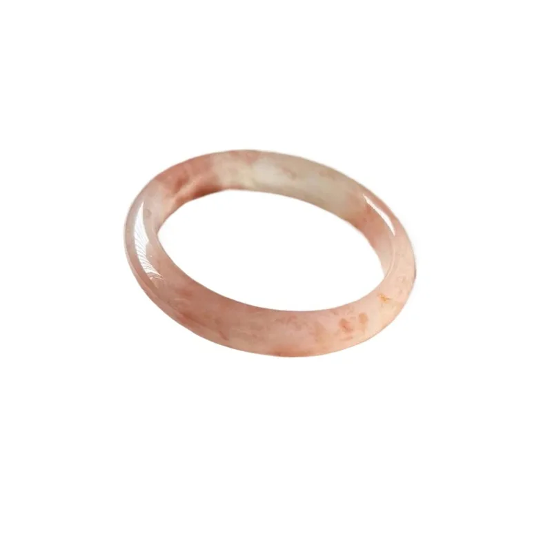 Golden Silk Jade , No Glue Injection, Round Bar Bracelet, Xinjiang Peach Blossom Natural High Translucency Grapefruit Co