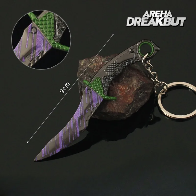 9 センチメートルアリーナブレイクアウトゲーム周辺機器刺繍スプリングナイフミニ Weapo モデル金属キーホルダー装飾品ペンダントギフトおもちゃ子供