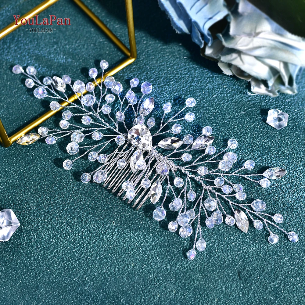 YouLaPan Bridal Wedding Hair Accessories Handmade Rhinestone Hair Comb Silver Color Jewelry Crystal Insert Comb Headdresse HP826