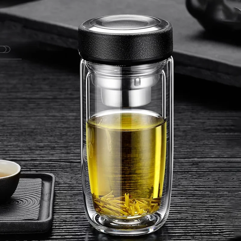 Double-layer Tea Separation Cup Borosilicate Double-layer Glass Tea Cup Tea Separation Cup Tea Cup with Tea Strainer Creative