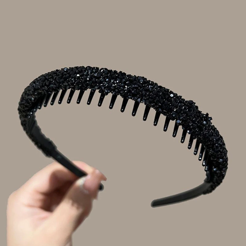 Luxus Kristall Perlen Haarbänder Frauen Mädchen Kopfbedeckung Zahn Elastische Stirnbänder Glänzende Haarreifen Zubehör – Detail 20