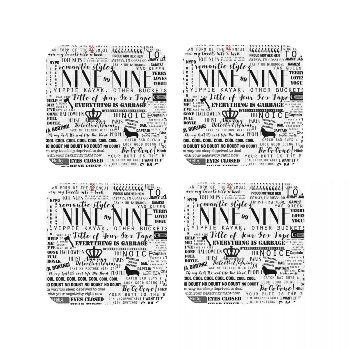 Brooklyn Nine Nine Memorable Qu Coasters Kitchen Placemats Waterproof Cup Coffee Mats For Decor Home Tableware Pads Set of 4