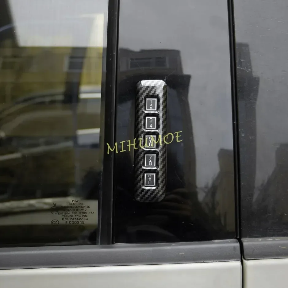 ل 2021-2024 فورد F-150 F150 ألياف الكربون B-عمود كلمة المرور لوحات المفاتيح قفل غطاء الزخارف #2