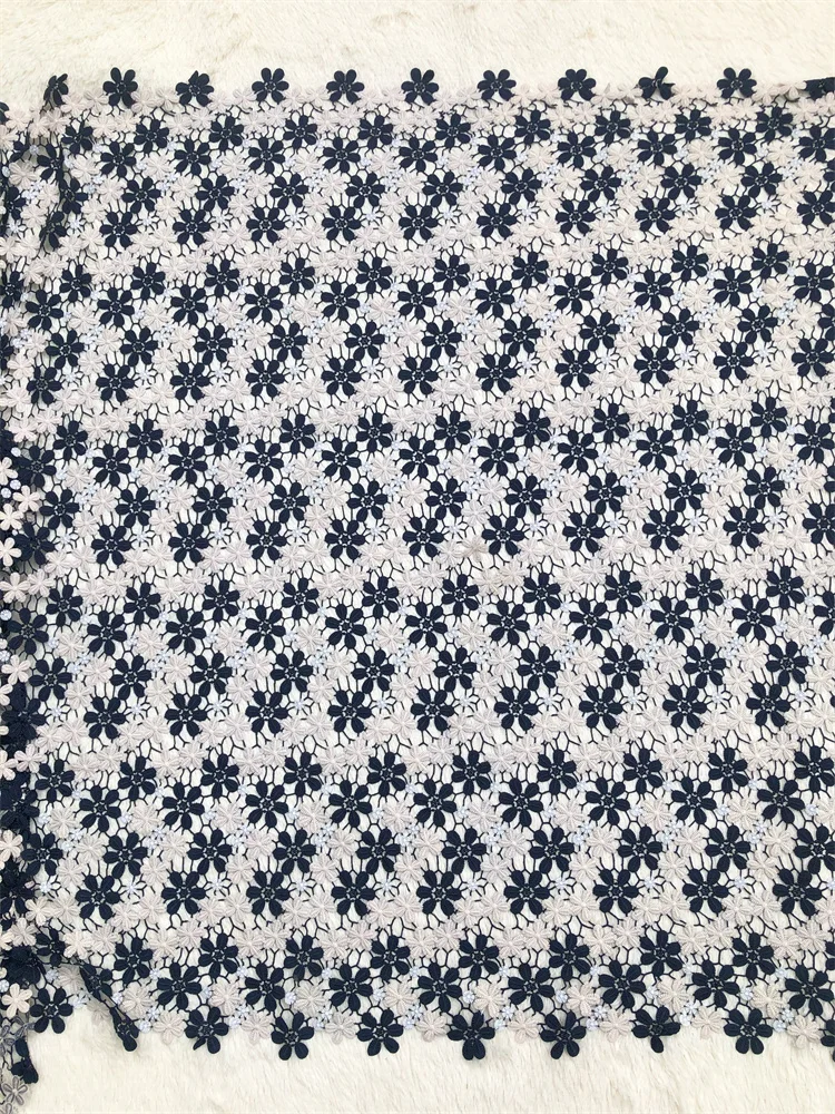 Neuer Stil Nigerianischer Spitzenstoff 2026 Hochwertige Wasserlösliche Bestickte Modische Weiche Spitze 5 Yards – Detail 11