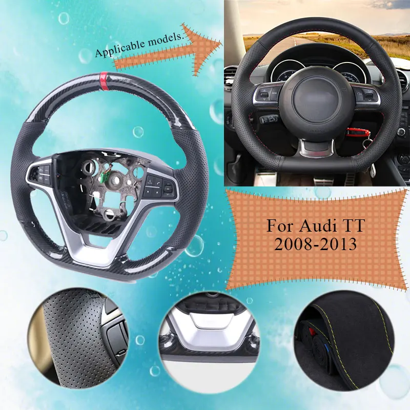 

Глянцевый чехол на руль из углеродного волокна «сделай сам» для Audi TT 2008 2009 2010 2012 2013, устойчивый к царапинам роскошный чехол на руль