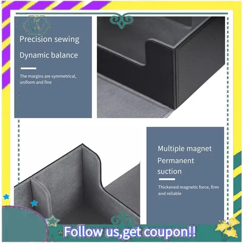

NEW 1800+ PU Card Deck Case Magnetic Closure Card Box Card Deck Case For Magnetic Game Cards Black