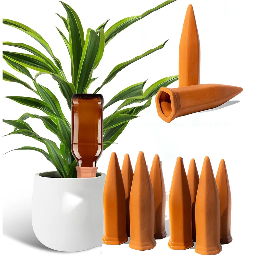 Plant Self Watering Stakes,Terracotta Automatic Watering Spikes For Indoor and Outdoor Plants,Wine Bottle Plant Watering Devices