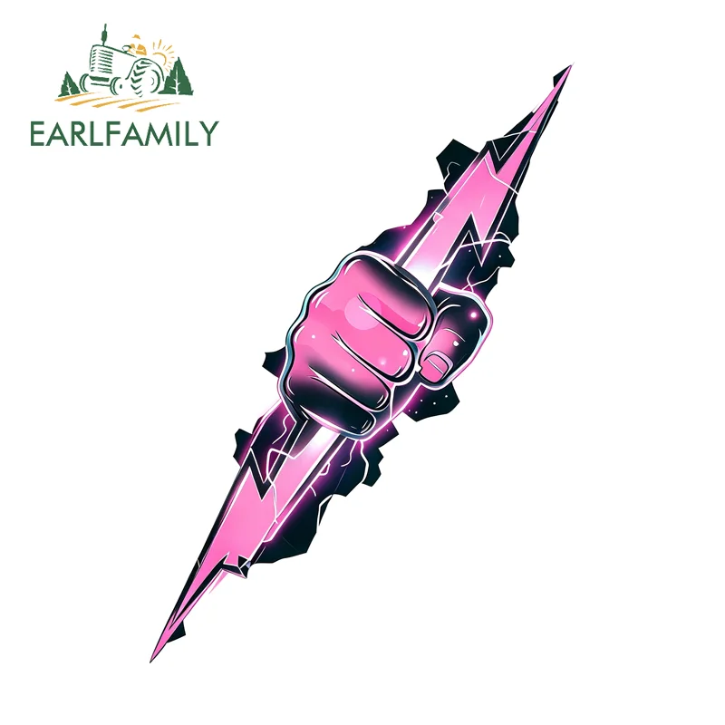 EARLFAMILY Lightning Hand Car Sticker Creative Motorcycle Helmet Vinyl Decal Rear Waterproof Windshield Exterior Accessories