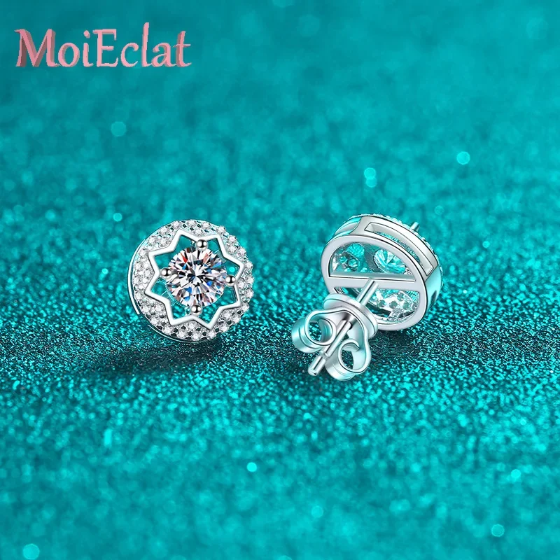 

Женские серьги-пусеты из платины PT950 с муассанитом 1 карат в форме звезды, с четырьмя крапанами, полые, для пар, изысканные ювелирные изделия, подарок на День святого Валентина