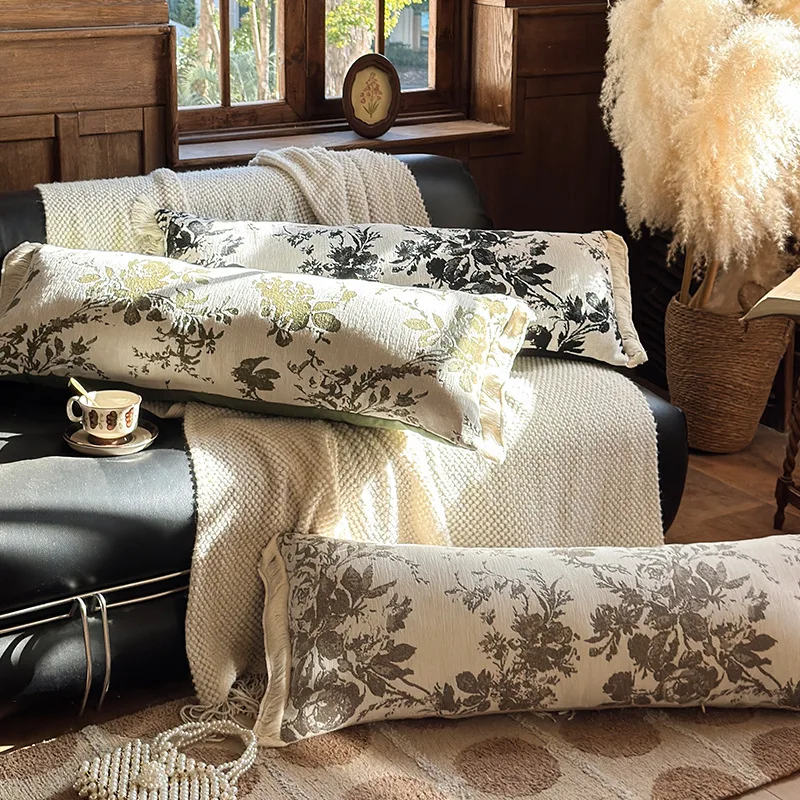 35X90CM French Light Luxury Throw Pillow Cover Flower Minimalism Stamping Cushion Cover Decor Home Decorative Pillowcase