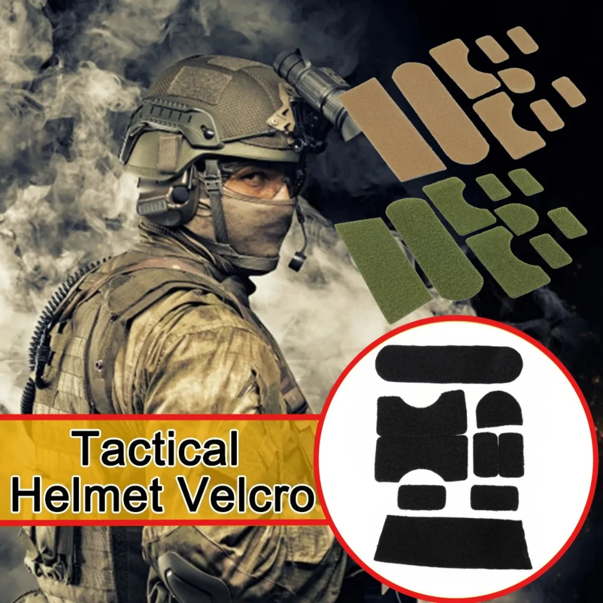 Tactical 9pcs/set Helmet Magic Sticker Patches Tape Cover Professional Helmet DIY Sticker Polyester Helmet Tape Cover Sticker