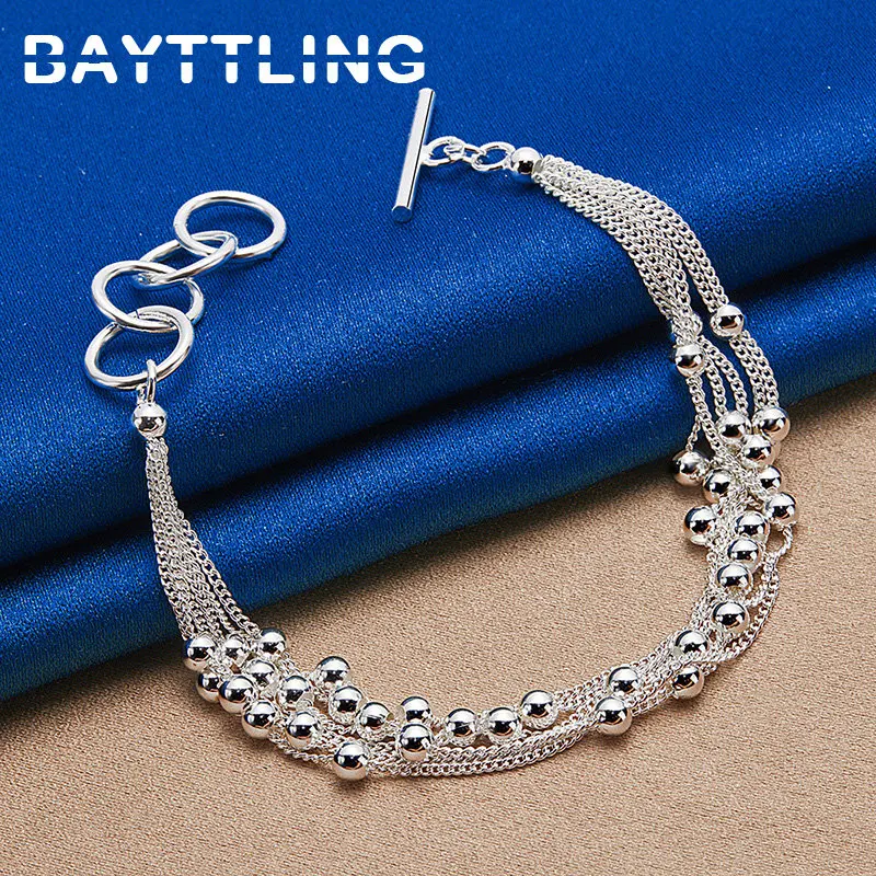 

New 925 Sterling Silver Luxury Tassel Bead Chain Bracelet For Women Fashion Gifts Wedding Temperament Jewelry Accessories