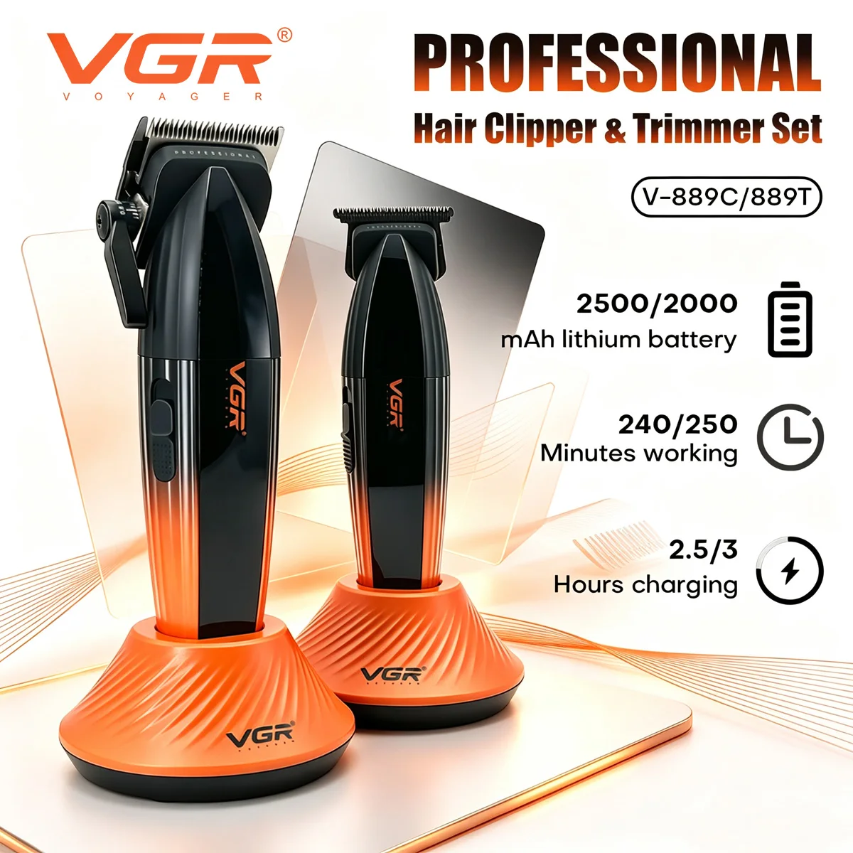 VGR haarschneidemaschine harrschneidemaschine haarschneidemaschine männer Haartrimmer Elektrisch Haarschneidemaschine Kabellos Haarschneidemaschine 9000 U/min Haarschneidemaschine Metall Trimmer für