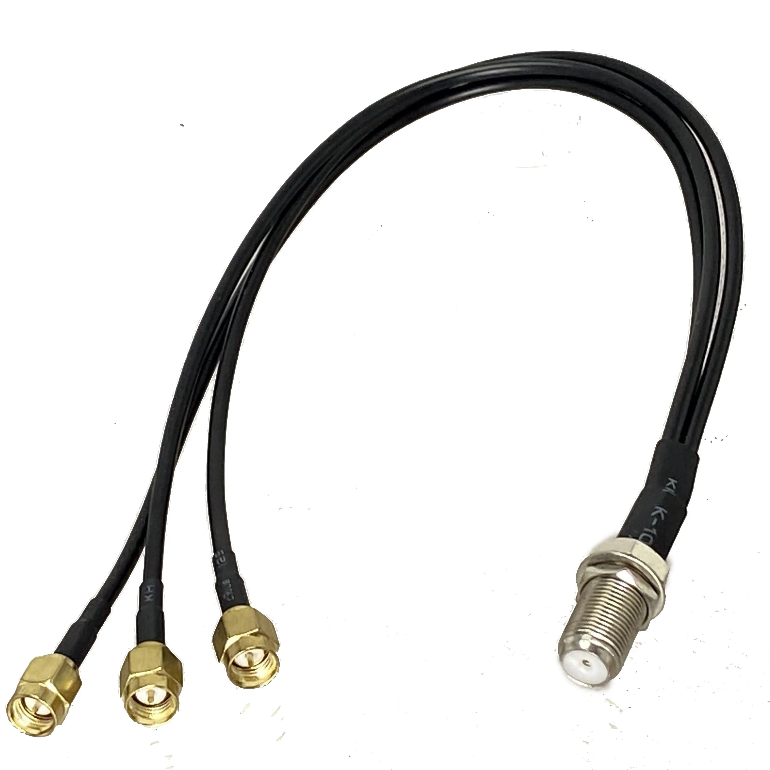 RG174 F TV Female Jack Bulkhead to 3x SMA Male Plug Connector Splitter RF Jumper pigtail Cable 6inch~10FT