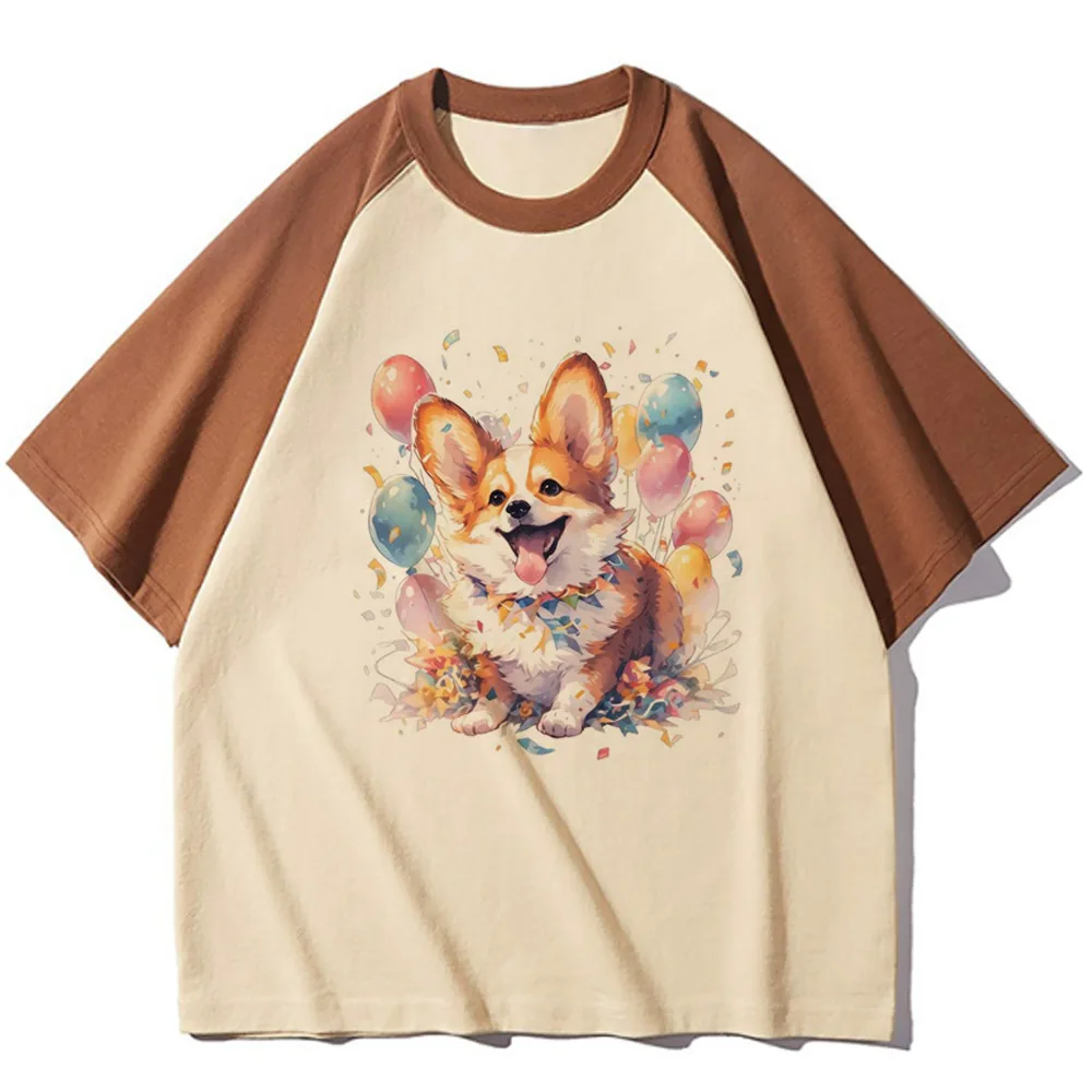 

Corgi t-shirts women Y2K manga t-shirts girl manga comic designer clothes