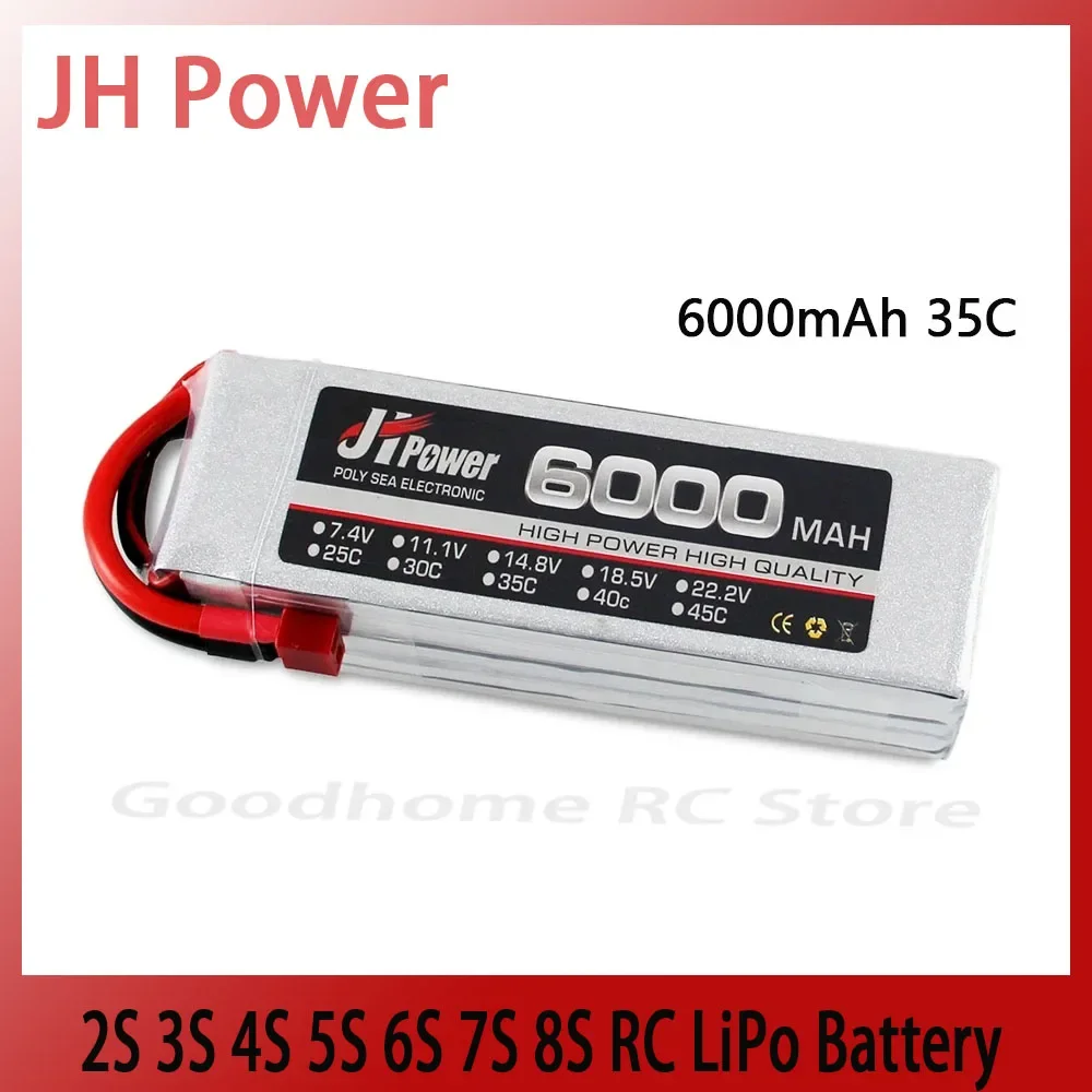 

JH Power 2S 3S 4S 5S 6S 7S 8S RC LiPo Battery 7.4V 11.1V 14.8V 18.5V 22.2V 25.9V 6000mAh 35C for RC Car Helicopter Boat RC Drone