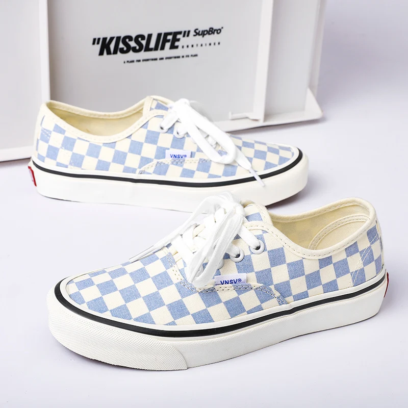 Fashion Women Canvas Shoes Trend Checkered Casual Sneakers Men Comfortable Platform Sneakers Low Top Brand Skateboarding Shoes