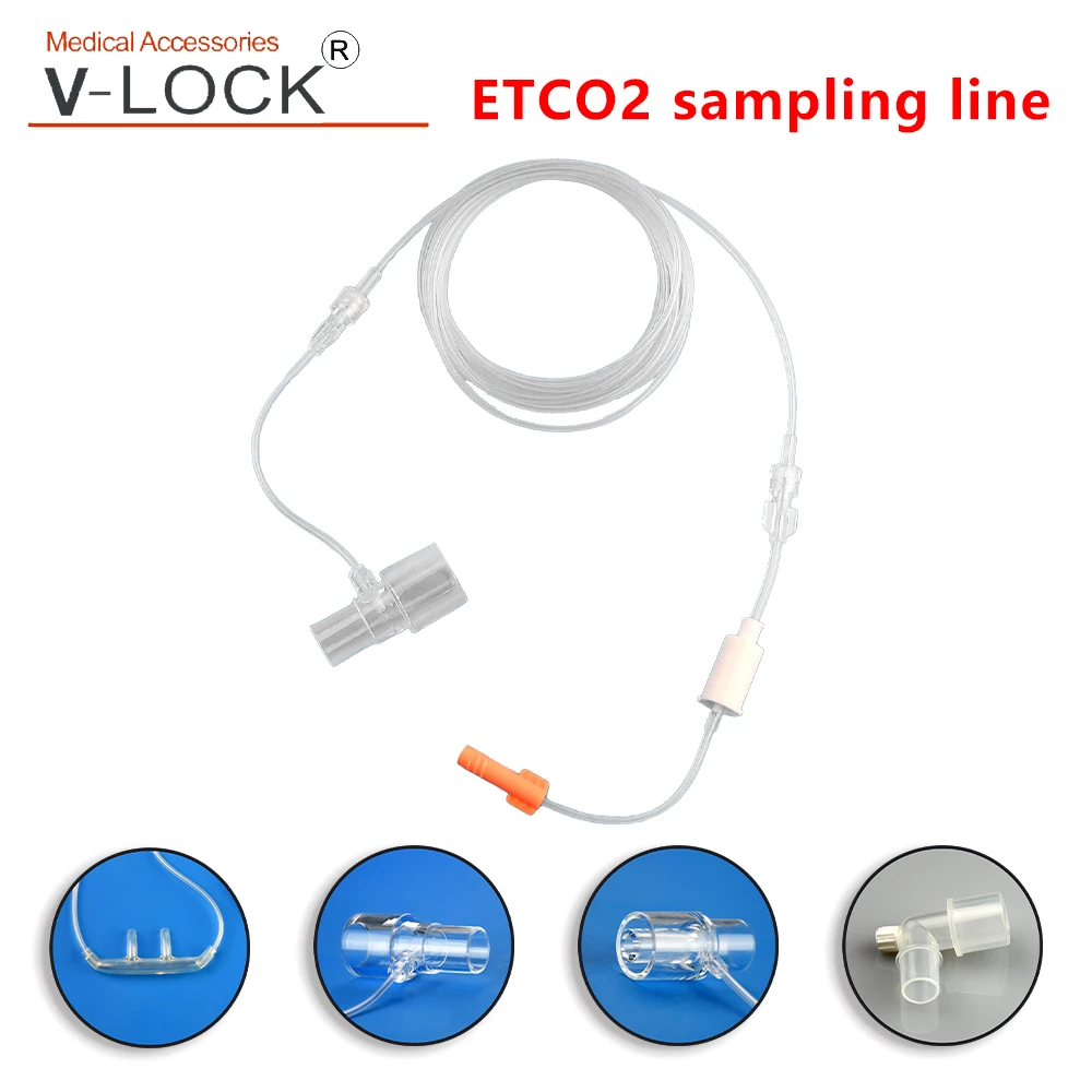 V-Lock No.1003 Disposable ETCO2 Sampling Line with Oridion Connector for Patient Monitor Sidestream ETCO2 Sensor Analysis