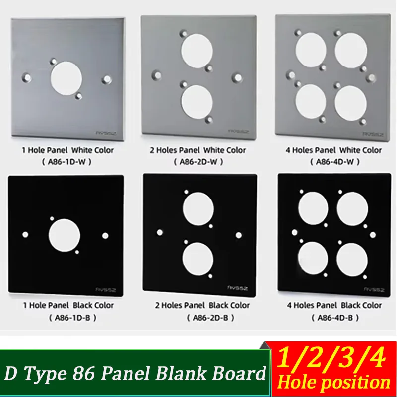 

1/2/3/4 Holes Blank Board 86 Panel D Type XLR RCA Wall Sockets 86 Panel Information Box Audio Video Power Outlet Aluminum Alloy