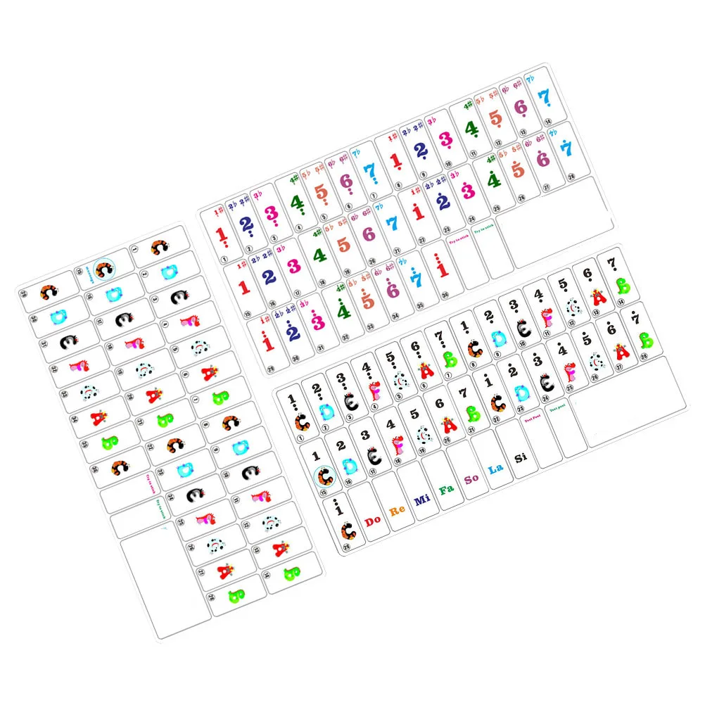

3 Pcs Stickers Kids Beginner Keyboard Accessories Note Labels Cartoon Safe Durable Keyboard Stickers For Beginners