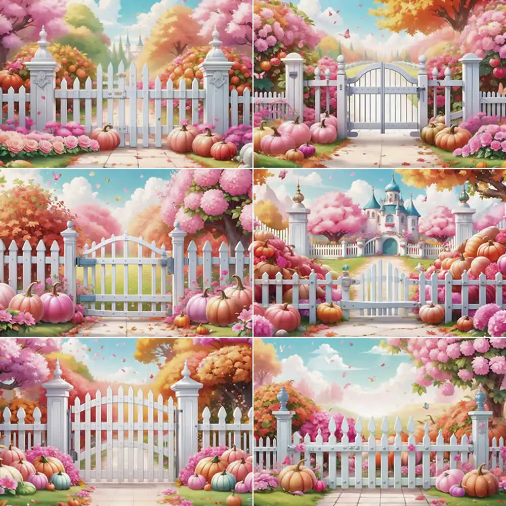 

MOON.QG Autumn Thanksgiving Photo Studio Background Pumpkin Garden Flower Photography Backdrop Child Birthday Shooting Back Drop