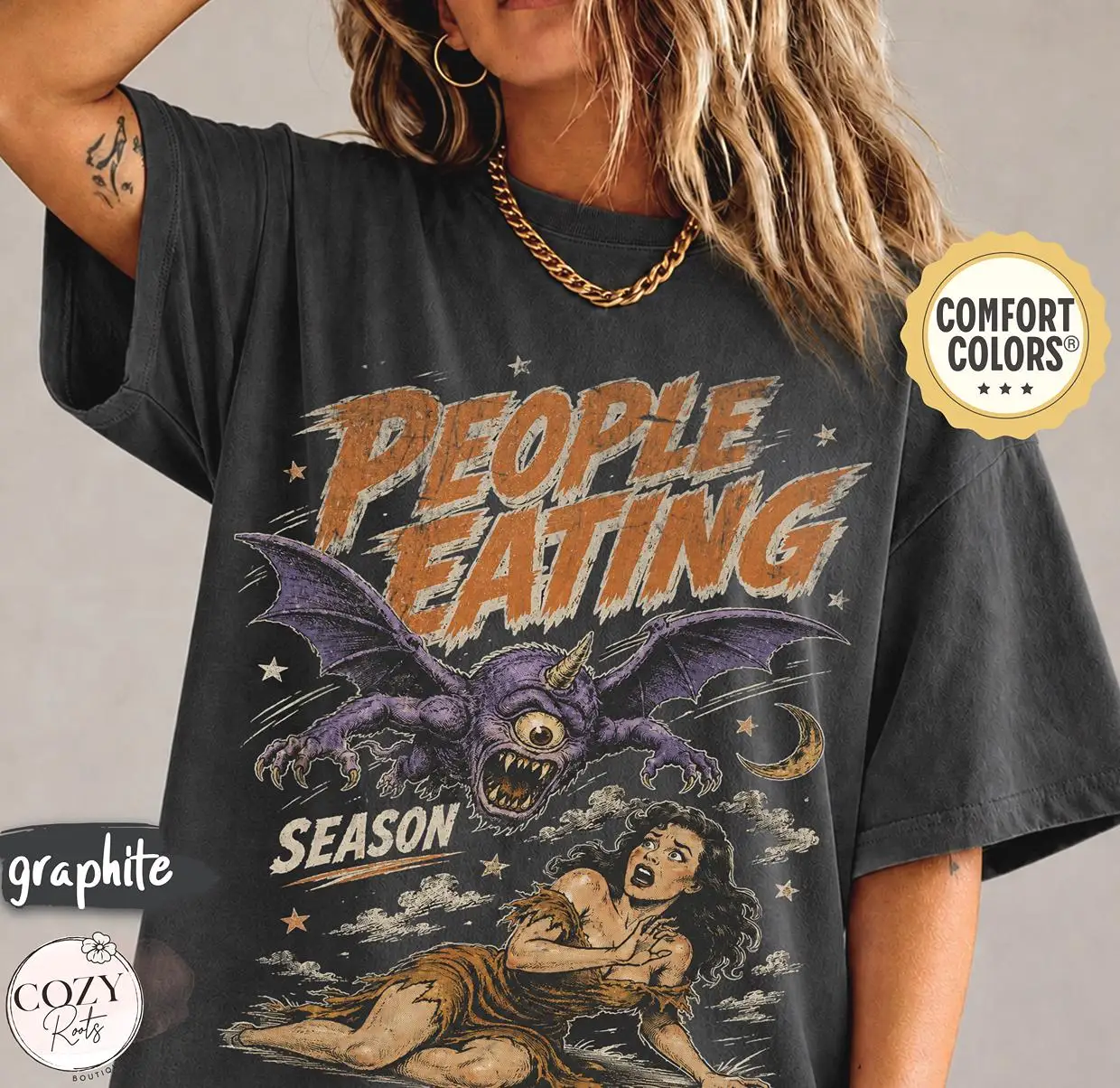 One Eyed One Horned Purple People Eater Shirt, Vintage 80s/90s Horror Monster Movie Graphic Tee, Retro Halloween Shirt