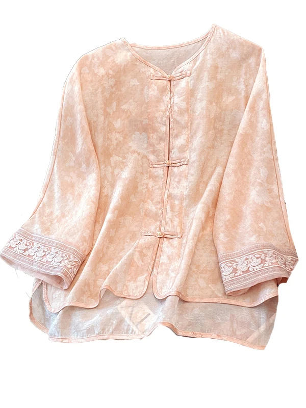 Ele الصينية Sle المطرزة Ogees لينة Sle طويلة Sve فضفاضة تناسب جولة Ne ملابس خارجية Gentlewomen Faion الأعلى