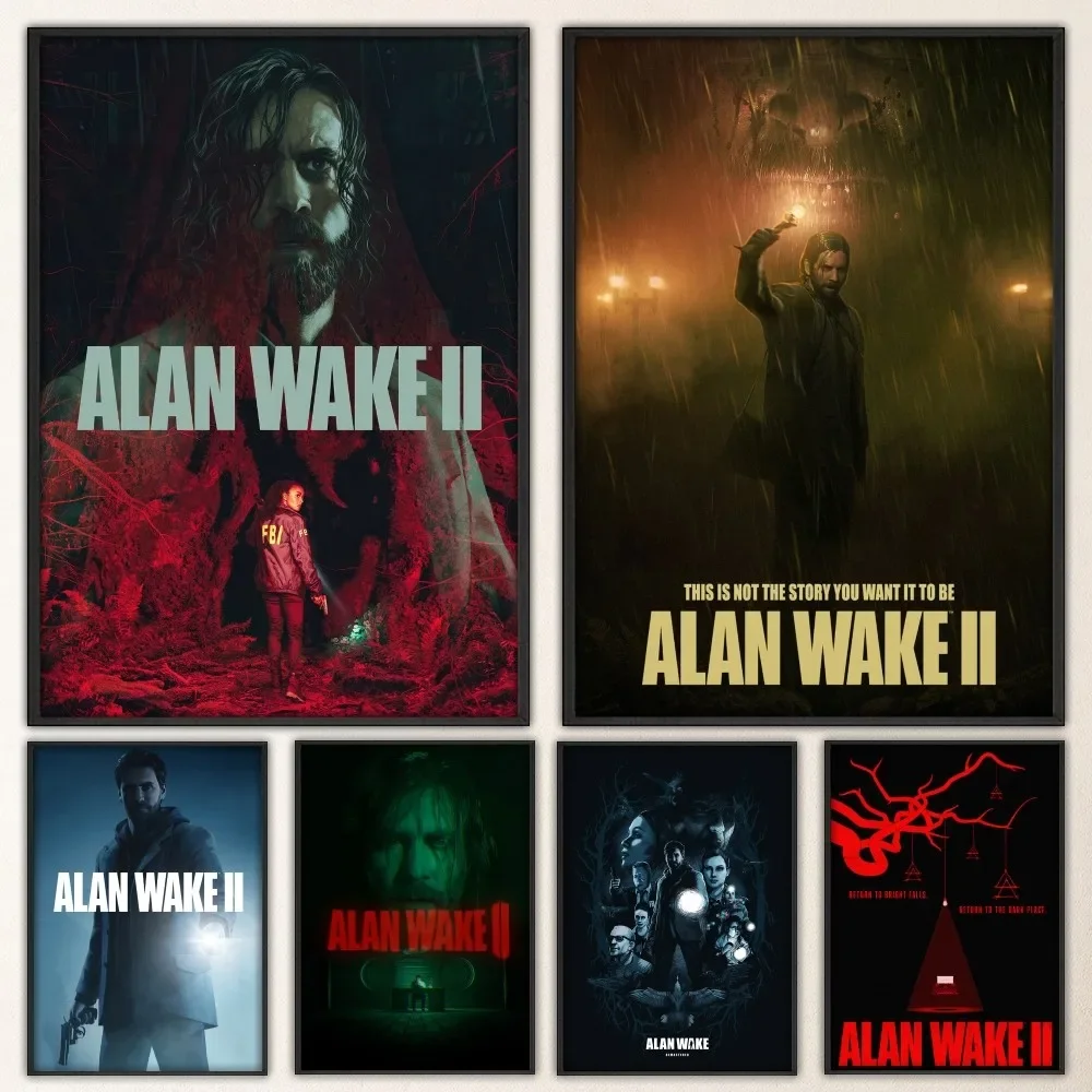 Alan Wake 2 Horror Game Poster Prints Poster Wall Painting Bedroom Living Room Wall Bar Restaurant Sticker Large