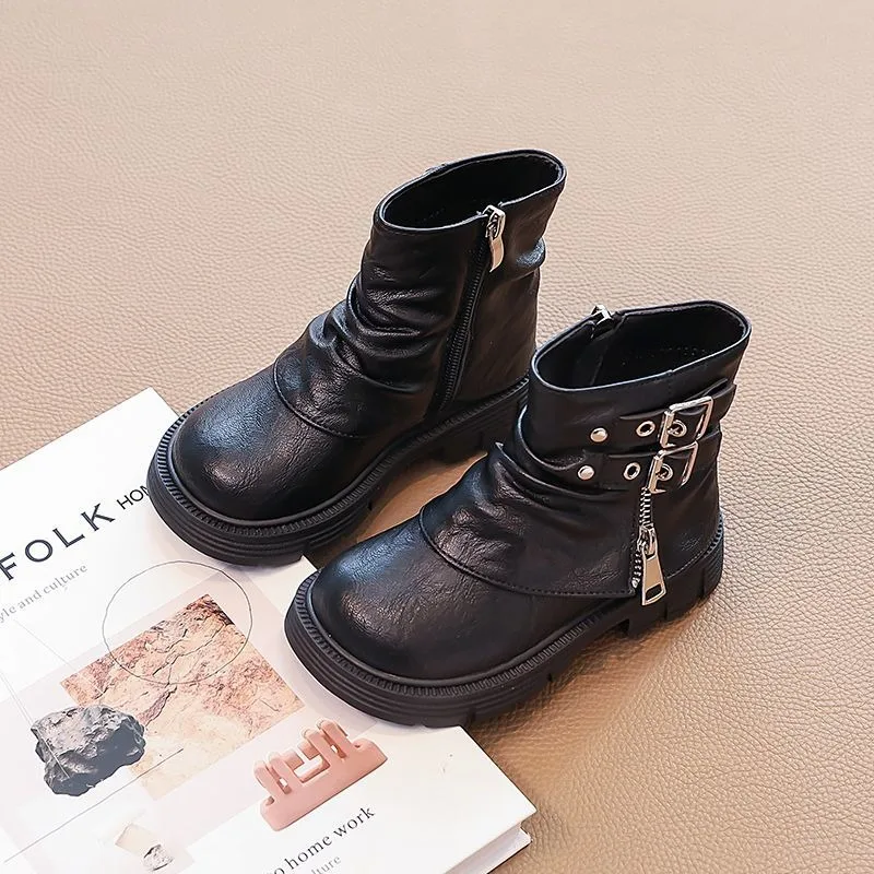 

Children's British Style Ankle Short Boots 2025 Autumn New Girls Splicing Foreign Style Trouser Boots Fashion Single Boots