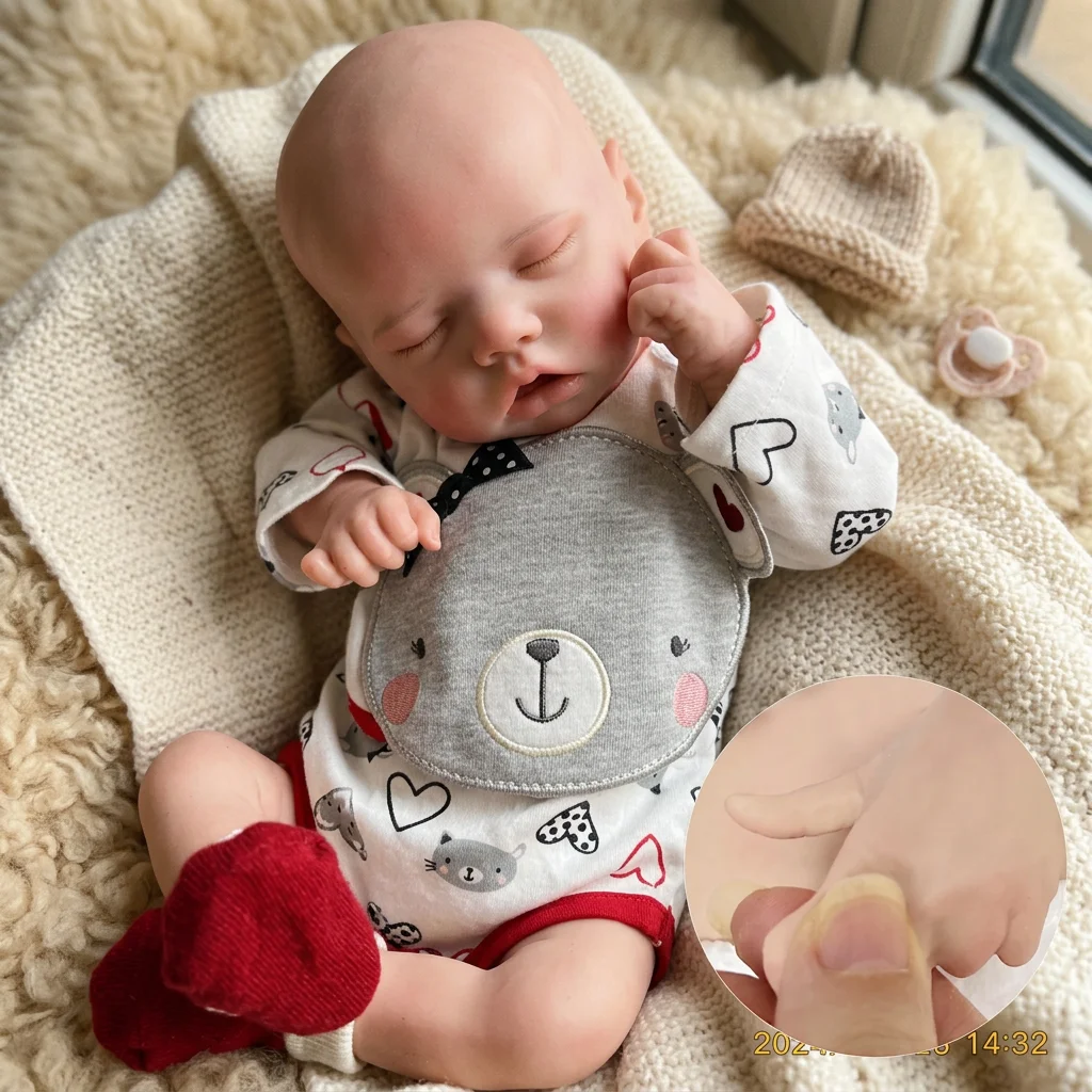 16 Inch Twins A Full Body Silicone Reborn Doll Open Mouth Design Lifelike Newborn Hand Painted Waterproof Collectible for Gift