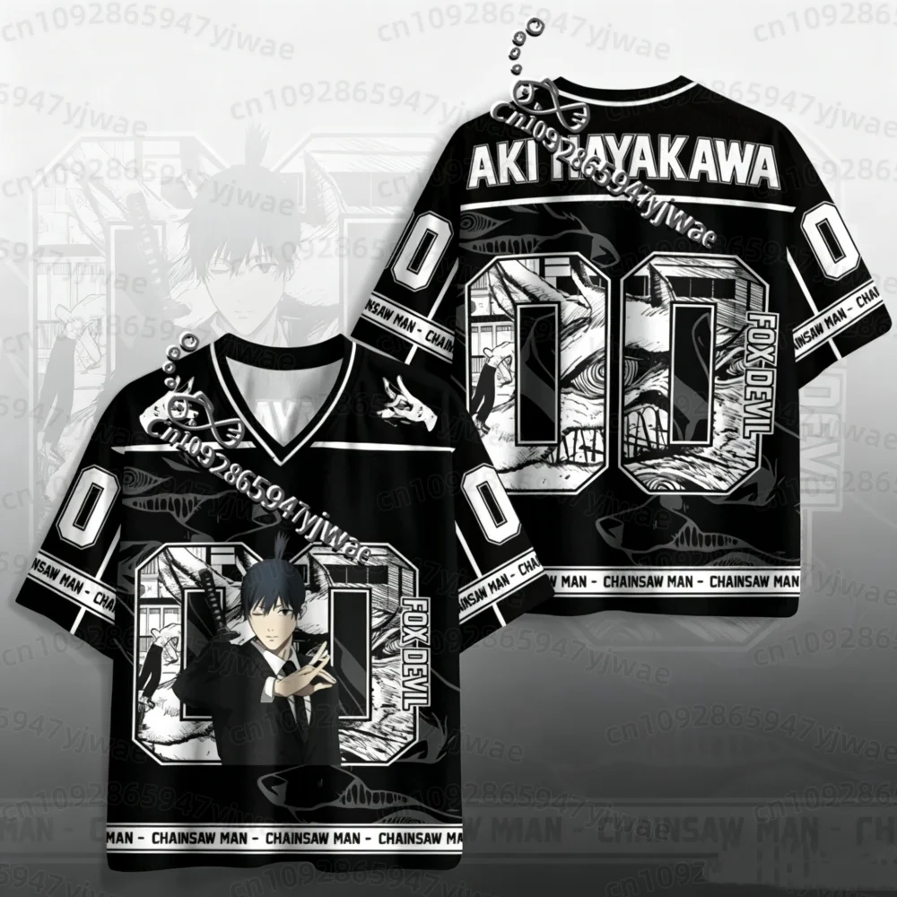 26 Sommer Herren Damen Kurzarm T-Shirt Anime Chainsaw Man Denji Makima Asa Mitaka Print Jersey Herren T-Shirt Herrenbekleidung – Detail 7