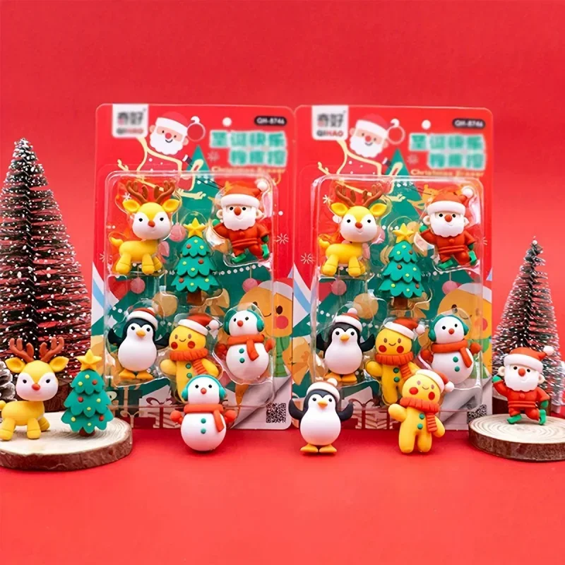 1 Pcs Christmas Assembled Eraser Cute Good-looking  Decoration  Primary School Student Cartoon