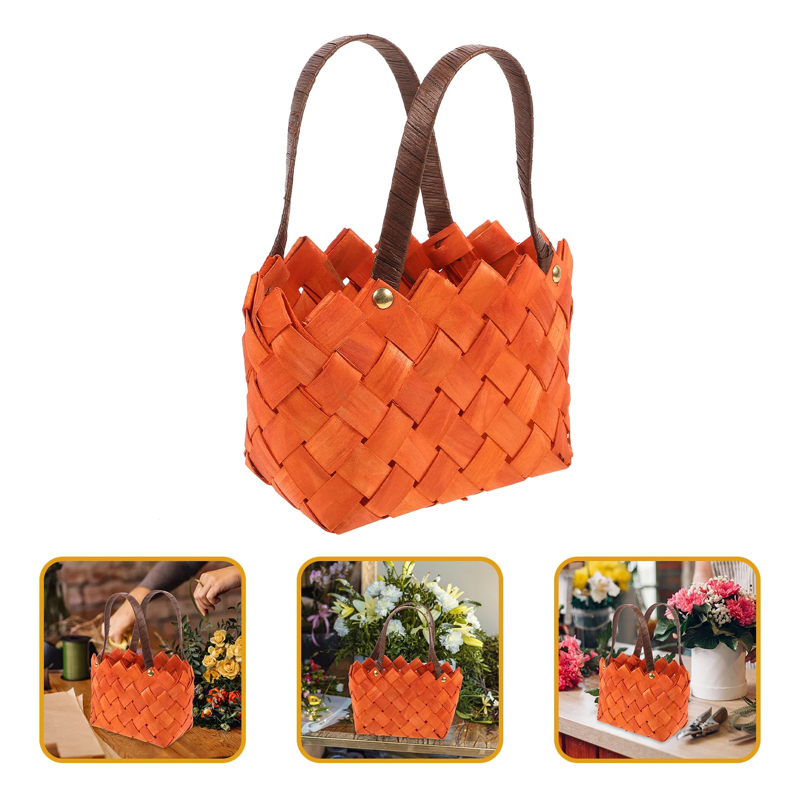 

1Pcs Handmade Portable Woven Flower Basket Brown Small Dried Flower Storage Suitable for Home Store Hotel Decoration