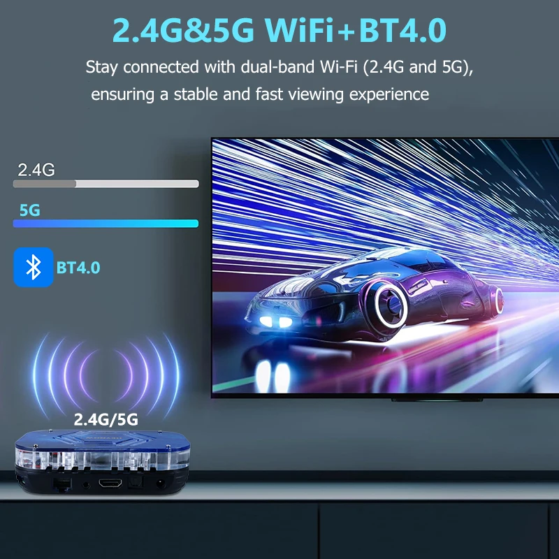 Android 11 Smart TV Box Amlogic S905X4 4K/8K HD Built-in Cooling Fan Media Player Set Top Box 2.4G/5G WiFi BT4.0 4G RAM 32G ROM