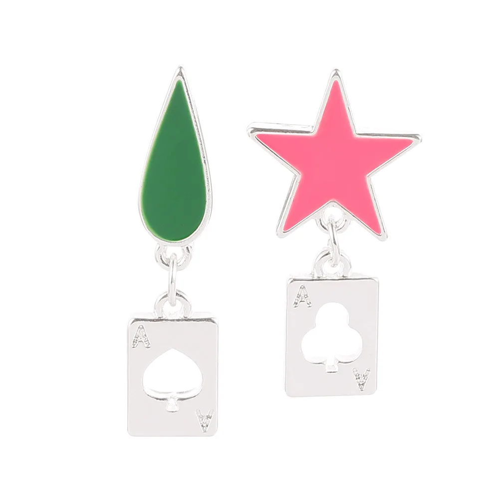 Anime Cosplay Earrings HUNTER×HUNTER Hisoka Pentagram Teardrop Poker Design Drop Earrings for Women Men Fashion Jewelry Gifts