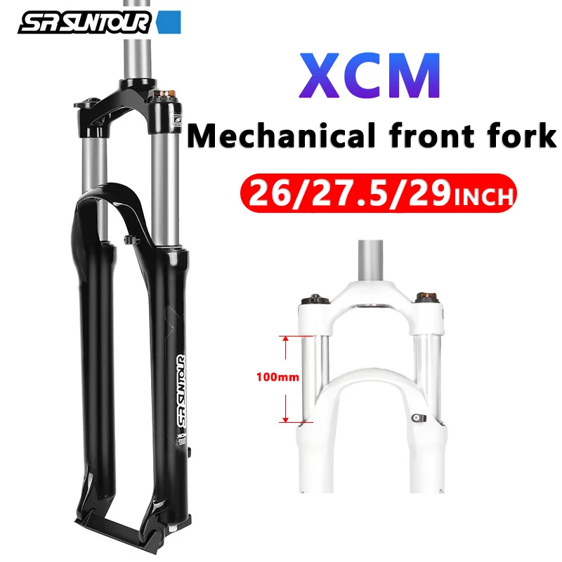 SUNTOUR XCM MTB 포크, 숄더 컨트롤 잠금, 기계식 알루미늄 오일 용수철 포크, 26 27.5 29 인치, 100mm 