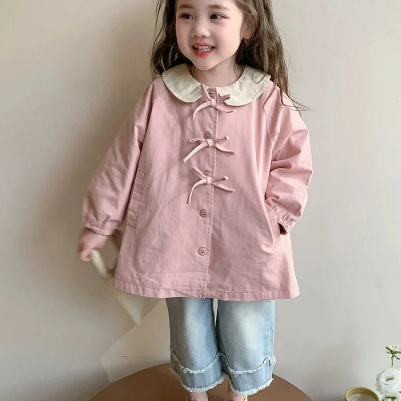 

Girls Coat Windbreak Jacket Cotton Outwear 2026 Vintage Spring Autumn Outdoor Kids Windproof Children's Clothing