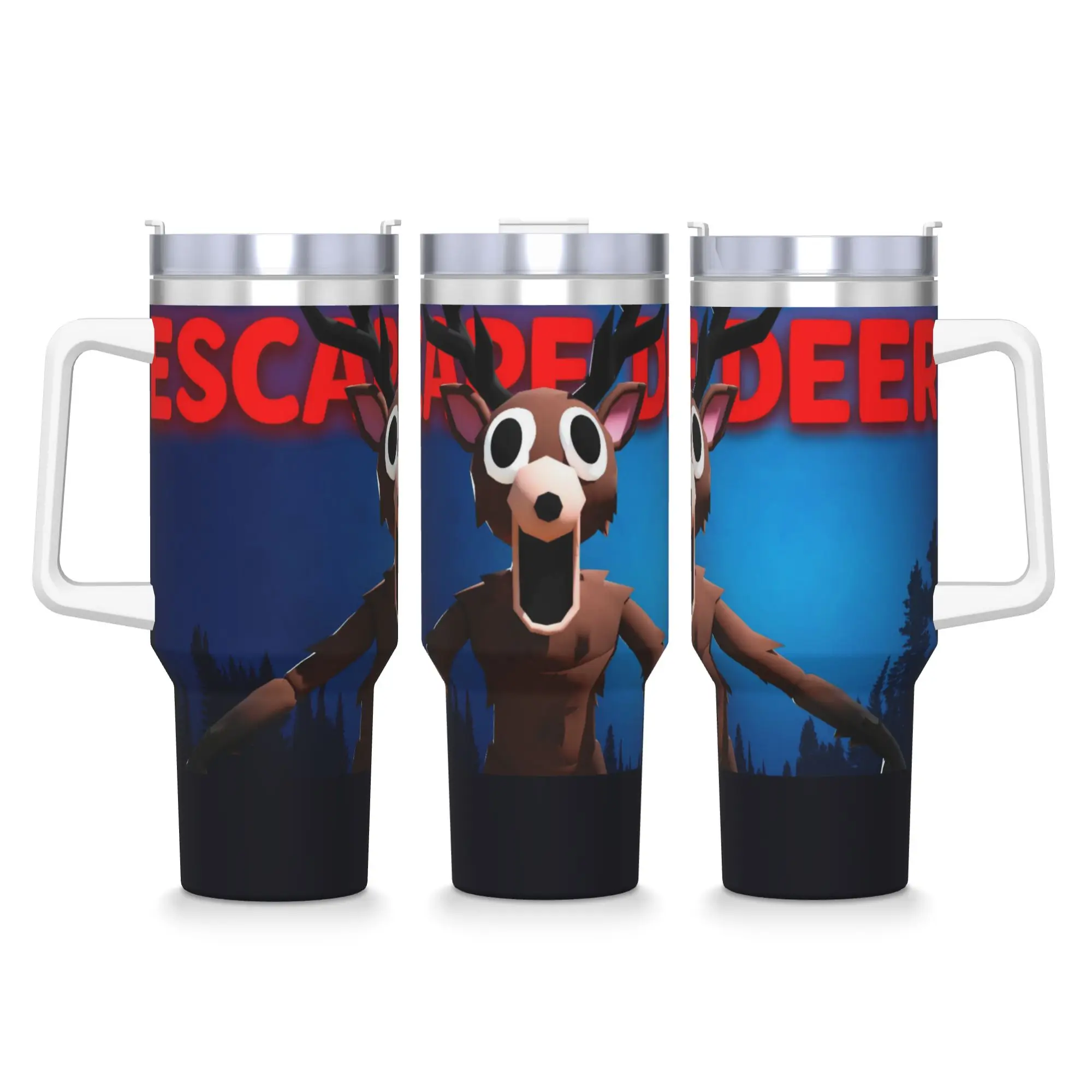 Stainless Steel Tumbler 99 Nights Escape Deer Mugs Cup With Straws  Beach Cold Drink Water Bottle Keep Heat Large Thermal Cups