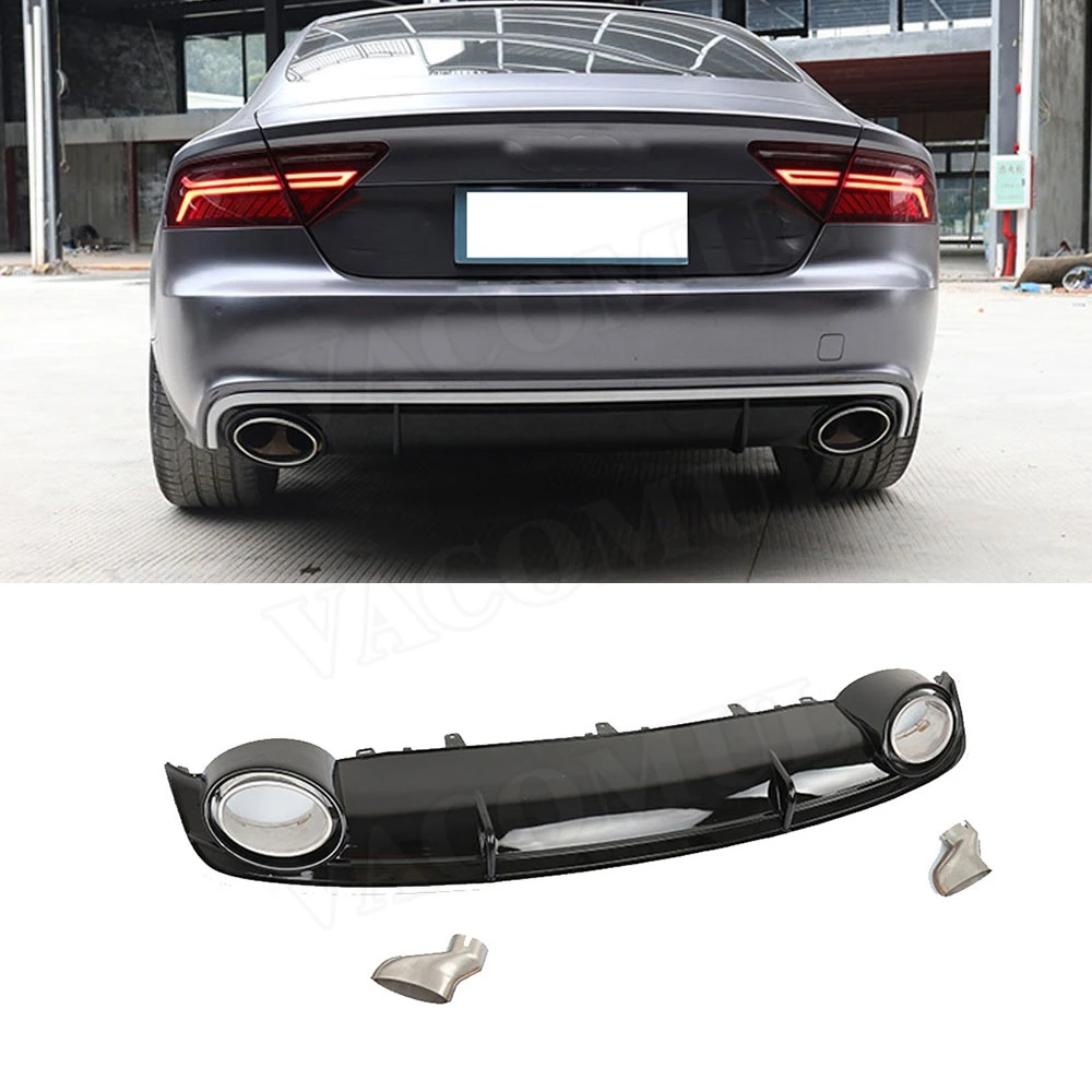 VACOMUL PP Rear Lip Diffuser Spoiler For Audi A7 Sport 2016 2017 2018 RS7 Style Car Bumper Protector