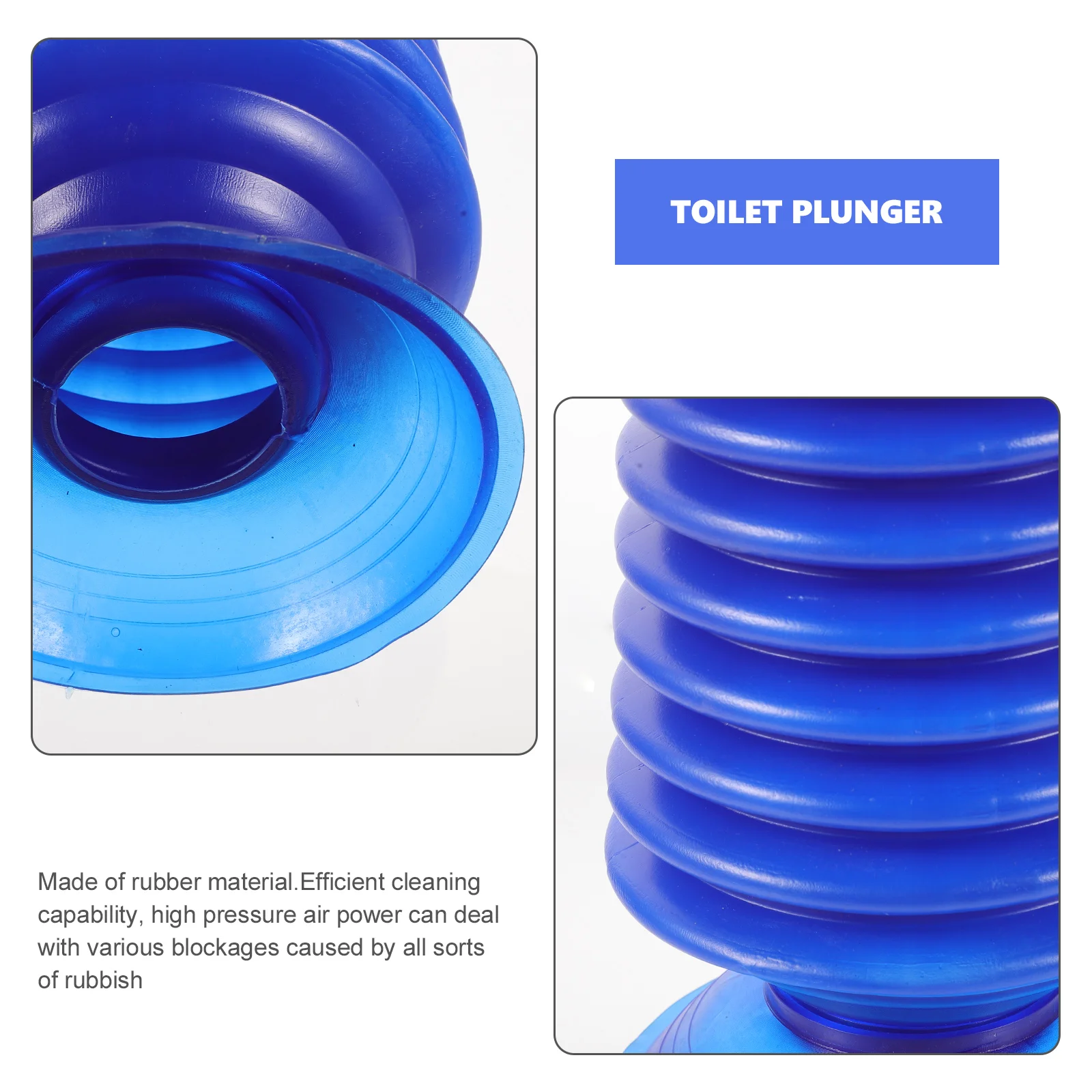 Toilet Plunger High Pressure Pump Bathroom Toilet Dredge Drain Plunger for Bathroom Bathtubs Showers Sink Blockage (Blue)