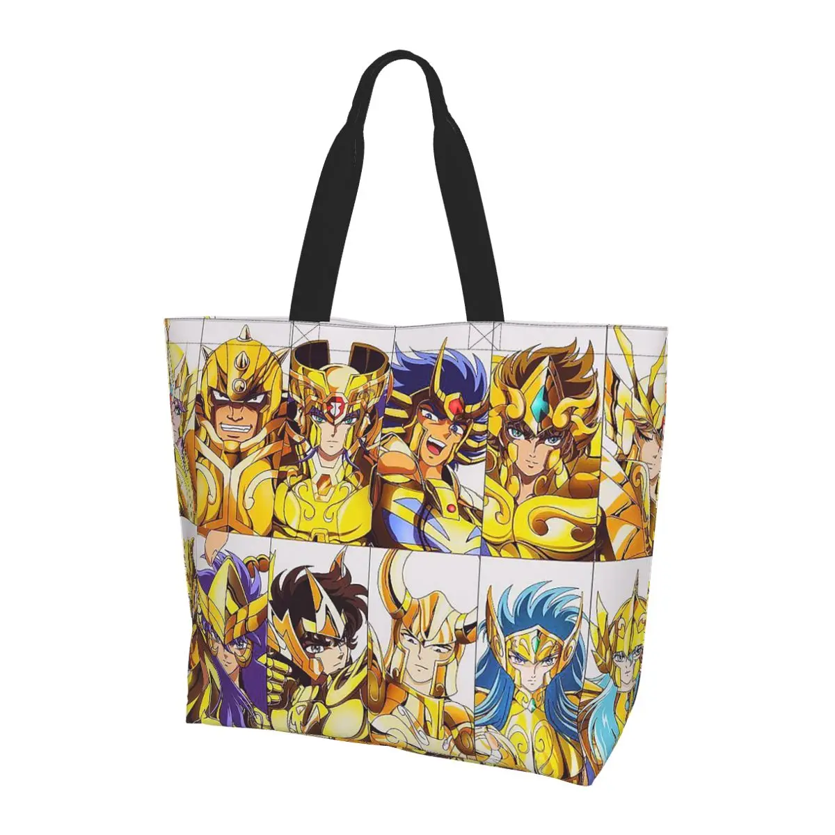 

Knights Of The Zodiac Shopping Tote Bag Canvas Large Capacity Shoulder Bags Shopper Grocery Handbag for Women