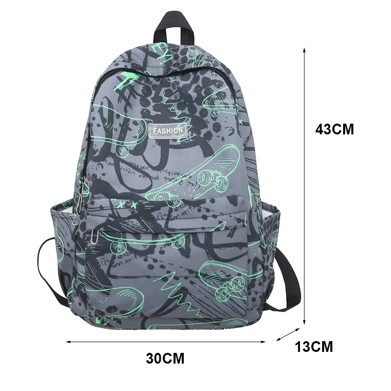 Tiptoegirls Good Quality Nylon Backpack for University Students Fashion Graffiti Youth Backpack Leisure Hiking Rucksack 4 Colors