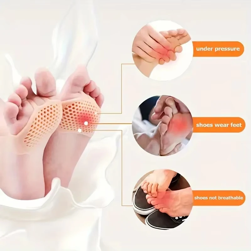 2/6 stücke Silikon Mittelfuß Pads Toe Separator Schmerzen Relief Fuß Pads Orthesen Fuß Massage Einlegesohlen Vorfuß Socken Fuß Pflege werkzeug – Detail 4